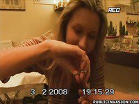 Playful pretty girl sucking big cock