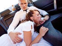 Legal Age Teenager bride gives head in the car