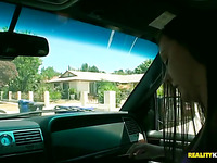 Doxy sucks the dick and gets fucked hard inside the car