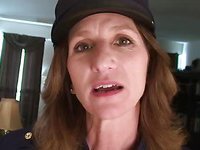 Nasty Anilos mother i'd like to fuck slips off her cop uniform and masturbates
