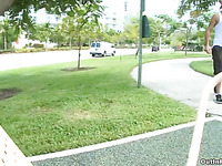 Sexy guy is working out outdoors looking totally hot and attractive