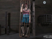 Redhead slave in cage