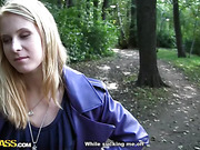 Golden-Haired sexy gal exposed in park